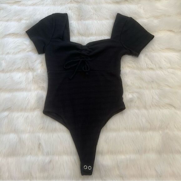 Black Square Neck Bodysuit (S) - Picture 1 of 8